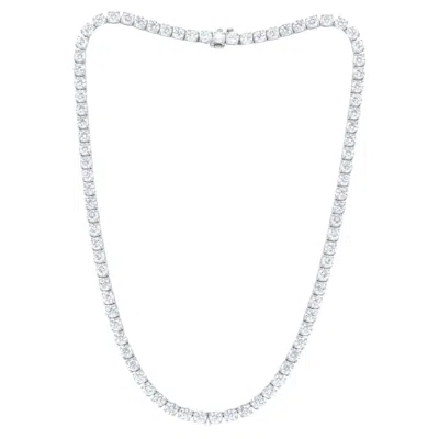 Pre-owned Diana M Jewels Diana M 19.00 Cts Diamond Straight Line Tennis Necklace In 18kt White Gold