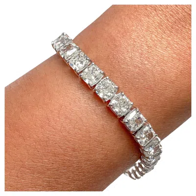 Pre-owned Diana M Jewels Diana M. 30.17cts Gia Certified Cushion Diamond Tennis Bracelet, Platinum In Multi