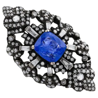 Pre-owned Diana M Jewels Diana M 3.25 Ct Sapphire Art Deco Ring In Blue