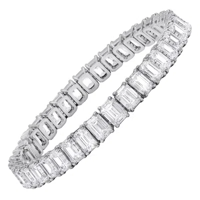 Pre-owned Diana M Jewels Diana M. 36.33 Carat, D-f Vvs, Gia Emerald Cut Tennis Bracelet In Green