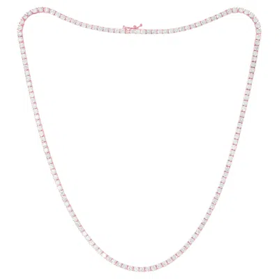 Pre-owned Diana M Jewels Diana M. Custom 11.45cts 14k Rose Gold Diamond Line Tennis Necklace 17" In Red