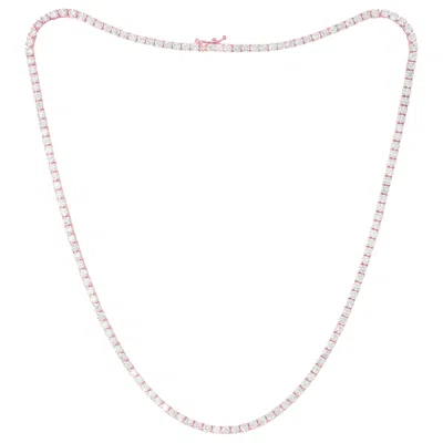 Pre-owned Diana M Jewels Diana M. Custom 11.75 Cts 14k Rose Gold Diamond Straight Line Tennis Necklace In Red