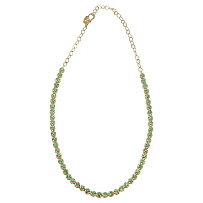 Pre-owned Diana M Jewels Diana M. Custom 2.42 Cts. Emerald Choker Necklace 14k Yellow Gold