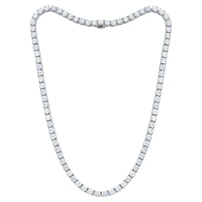 Pre-owned Diana M Jewels Diana M. Custom 30.00 Cts Round 4 Prong Diamond 18k White Gold Tennis Neckalce