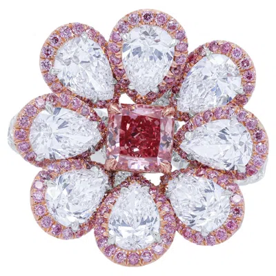 Pre-owned Diana M Jewels Diana M Platinum And 18kt Rose Gold Ring With Pink And White Diamonds