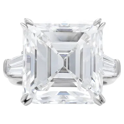 Pre-owned Diana M Jewels Diana M. Platinum Asscher Cut Ring Excellent Cut 18.01 Ct Gia (h-vs2) In Multi