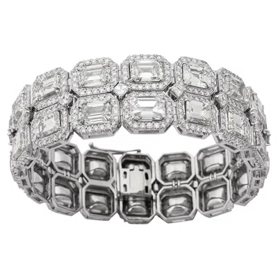 Pre-owned Diana M Jewels Diana M. Platinum Diamond Bracelet Featuring 50cts Of Emerald Cut Diamonds In Green
