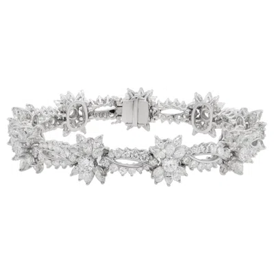 Pre-owned Diana M Jewels Diana M. Platinum Diamond Fashion Bracelet Featuring Snow Flake Cluster Design In White