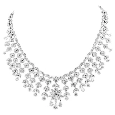 Pre-owned Diana M Jewels Diana M. Platinum Diamond Flower Necklace Containing 92.55 Cts Of Diamonds In Multi