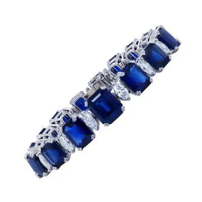 Pre-owned Diana M Jewels Exquisite Sapphire And Diamond Bracelet By Diana M. Jewels In Blue