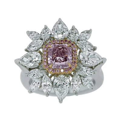 Pre-owned Diana M Jewels Fancy Purple Pink Diamond Ring With Marquise And Pear Shape Stones