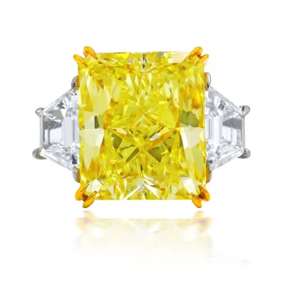 Pre-owned Diana M Jewels Gia Certified 10.03 Carat Fancy Yellow Radiant Cut Diamond Ring