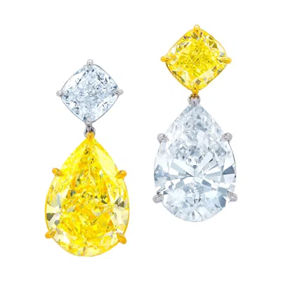 Pre-owned Diana M Jewels Magnificent 18kt And Platinum Pear Shape Diamond Earrings In Multi