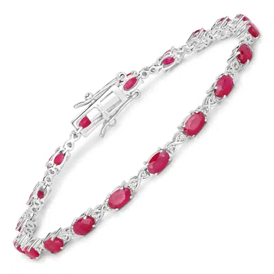 Diana M Jewels Mozambique Ruby ( Better ) Oval 5x3mm - 19pcs + White Diamond F/c Round 1.10mm( I1-i2/i Color ) - 38 In Metallic