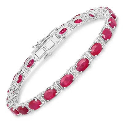 Diana M Jewels Mozambique Ruby ( Better ) Oval 6x4mm - 21pcs + White Diamond F/c Round 0.90mm( I1-i2/i Color ) - 63 In Silver