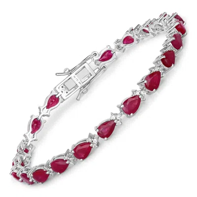 Diana M Jewels Mozambique Ruby ( Better ) Pears 6x4mm - 21pcs + White Diamond F/c Round 1.20mm( I1-i2/i Color ) - 6 In Silver