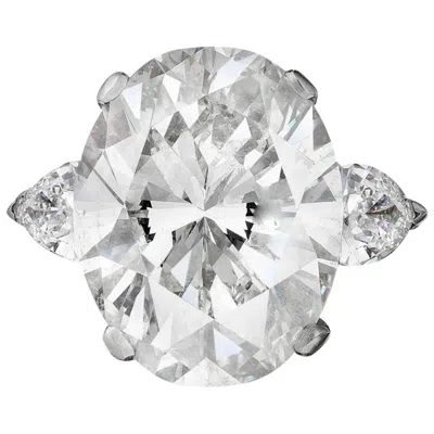 Pre-owned Diana M Jewels Platinum 17.10 Carat Oval Shaped Diamond Ring In Multi