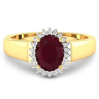Diana M Jewels Ruby ( Better ) Oval 8x6mm - 1pc + White Diamond F/c Round 1mm - 22pcs ( White Pen Rhodium ) (i1-i2/ In Gray