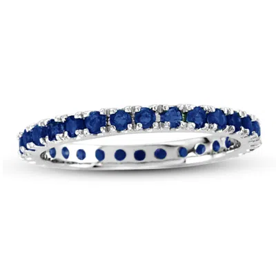 Diana M Jewels Sapphire Eternity Ring In 14k Gold In White