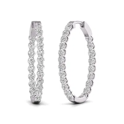 Diana M. Diana M Lab 14kt Wg 10ct Tw Oval In & Out Hoop Earring In Metallic