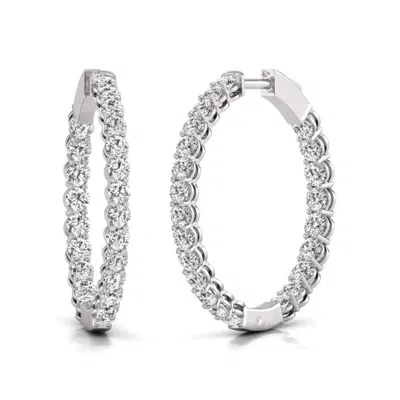 Diana M. Diana M Lab 14kt Wg 10ct Tw Round In & Out Hoop Earring In Metallic