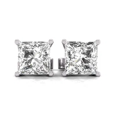Diana M. Diana M Lab 14kt Wg 1ct Tw Lgd Princess Earring In Silver