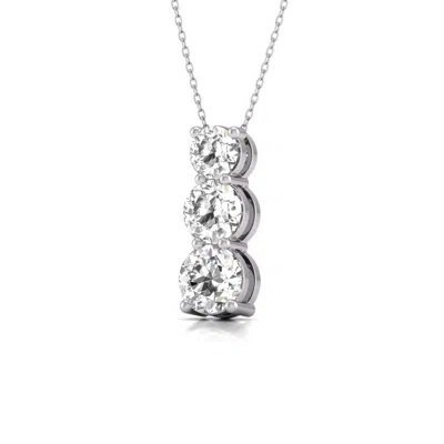 Diana M. Diana M Lab 14kt Wg 1ct Tw Lgd Three Stone Snow Hidden Bail Pendant In Metallic