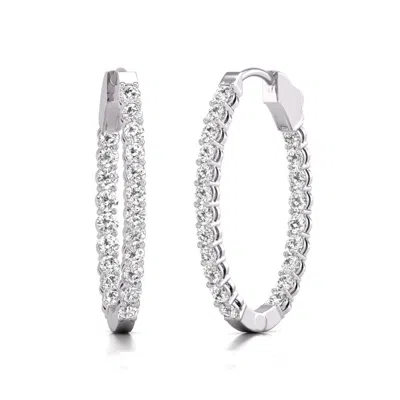 Diana M. Diana M Lab 14kt Wg 1ct Tw Oval In & Out Hoop Earring In Metallic
