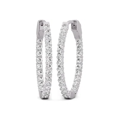 Diana M. Diana M Lab 14kt Wg 1ct Tw Round In & Out Hoop Earring In Metallic