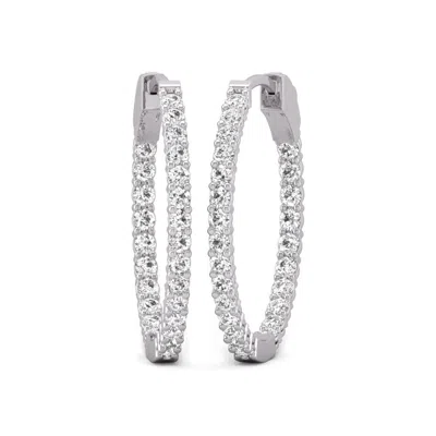 Diana M. Diana M Lab 14kt Wg 3ct Tw Round In & Out Hoop Earring In Silver