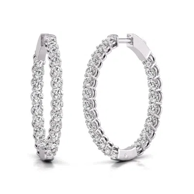 Diana M. Diana M Lab 14kt Wg 5ct Tw Round In & Out Hoop Earring In Silver