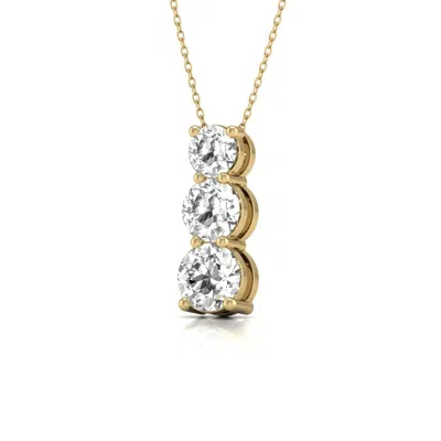 Diana M. Diana M Lab 14kt Yg 1ct Tw Lgd Three Stone Snow Hidden Bail Pendant In Silver