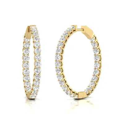 Diana M. Diana M Lab 14kt Yg 10ct Tw Round In & Out Hoop Earring In Silver
