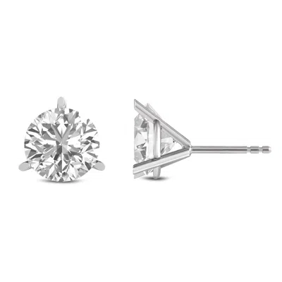 Diana M. Diana M Lab 1ct Tw 3prong Martini Studs Earring In 14kt White Gold In Metallic