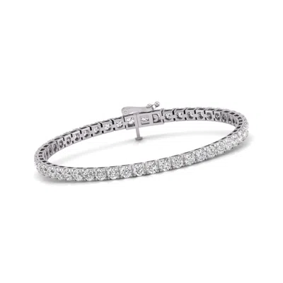 Diana M. Diana M Lab 3 Carat Tw Diamond Tennis Bracelet In 14k White Gold