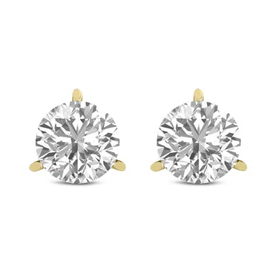 Diana M. Diana M Lab 3.0ct Tw 3prong Martini Studs Earring In 14k Gold In Silver