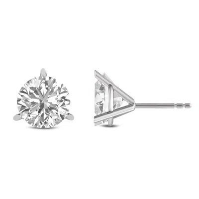 Diana M. Diana M Lab 3.0ct Tw 3prong Martini Studs Earring In 14k Gold In Metallic