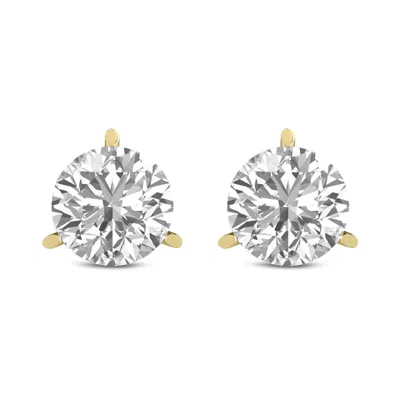 Diana M. Diana M Lab 4.0ct Tw 3prong Martini Studs Earring In 14 Kt Yellow Gold In Metallic