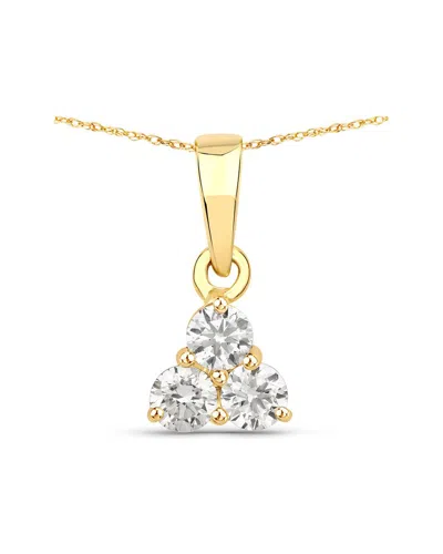 Diana M Lab Grown Diamonds Diana M 14k 0.33 Ct. Tw. Lab-grown Diamond Three-stone Pendant In Gold