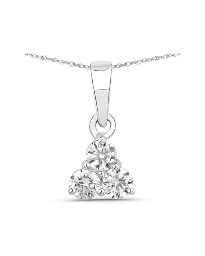 Diana M Lab Grown Diamonds Diana M 14k 0.33 Ct. Tw. Lab-grown Diamond Three-stone Pendant In Metallic