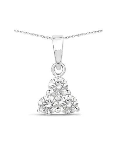 Diana M Lab Grown Diamonds Diana M 14k 0.51 Ct. Tw. Lab-grown Diamond Three-stone Pendant In Metallic