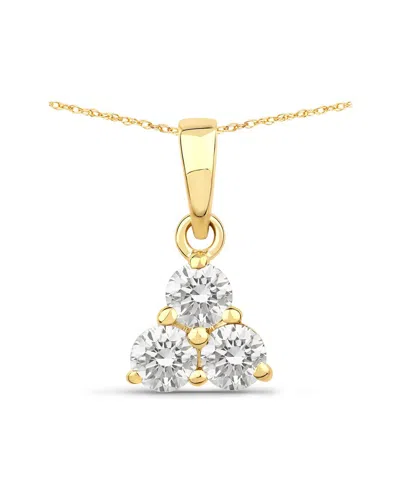 Diana M Lab Grown Diamonds Diana M 14k 0.51 Ct. Tw. Lab-grown Diamond Three-stone Pendant In Gold