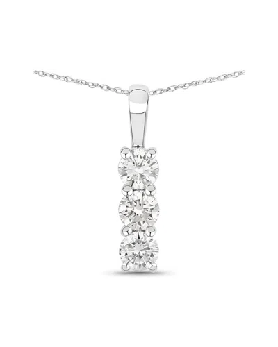 Diana M Lab Grown Diamonds Diana M 14k 0.51 Ct. Tw. Lab-grown Diamond Three-stone Pendant In Metallic