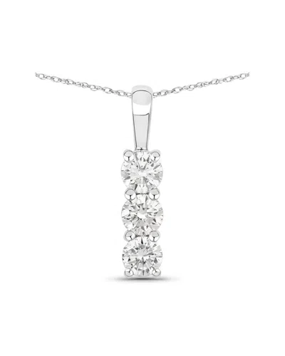 Diana M Lab Grown Diamonds Diana M 14k 0.75 Ct. Tw. Lab-grown Diamond Three-stone Pendant In Metallic