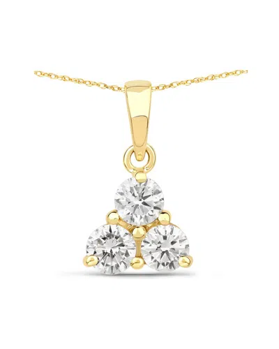 Diana M Lab Grown Diamonds Diana M 14k 0.75 Ct. Tw. Lab-grown Diamond Three-stone Pendant In Gold