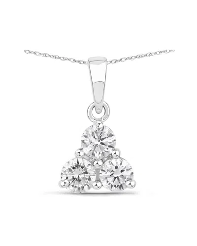 Diana M Lab Grown Diamonds Diana M 14k 0.75 Ct. Tw. Lab-grown Diamond Three-stone Pendant In Metallic