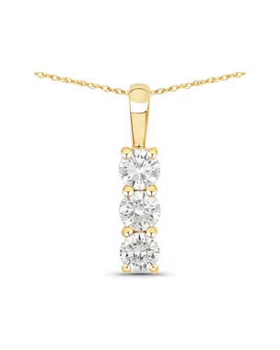 Diana M Lab Grown Diamonds Diana M 14k 0.75 Ct. Tw. Lab-grown Diamond Three-stone Pendant In Gold