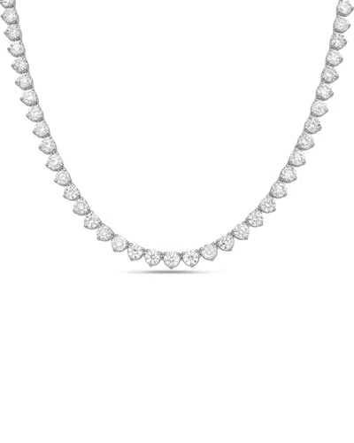 Diana M Lab Grown Diamonds Diana M. 14k 10.00 Ct. Tw. Lab-grown Diamond Three-prong Tennis Necklace In Silver
