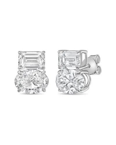 Diana M Lab Grown Diamonds Diana M. 14k 10.00 Ct. Tw. Two-stone Earrings In Metallic
