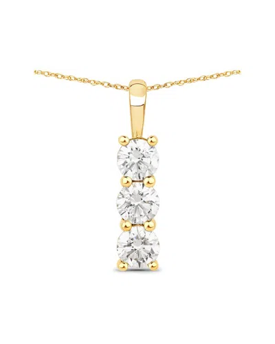 Diana M Lab Grown Diamonds Diana M 14k 1.02 Ct. Tw. Lab-grown Diamond Three-stone Pendant In Gold